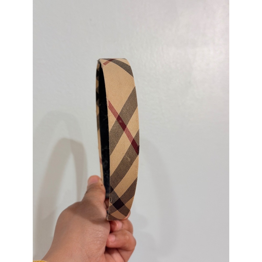 VTG Burberry London Kids Nova Check Headband Tan Plaid Hair Accessory